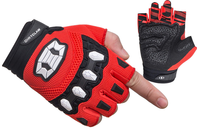 Seibertron Dirtclaw Youth BMX MX ATV MTB Road Racing Mountain Bike Bicycle Cycling Off-Road/Dirt Bike Gel Padded Anti - Slip Palm Fingerless Gloves Motorcycle Motocross Sports Gloves Youth Size Red L Youth - NewNest Australia