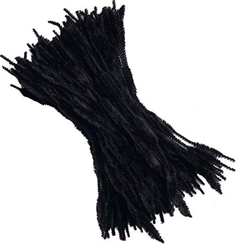 Carykon Pack of 100 Pipe Cleaners Fuzzy Bumpy Chenille Stems for Creative Handmade DIY Art Craft (Black) Black - NewNest Australia