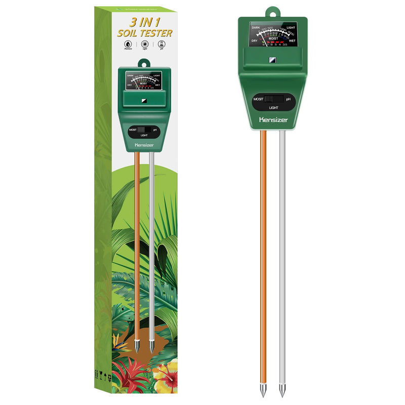 Kensizer Soil Tester, 3-in-1 Soil Moisture/Light/pH Meter, Gardening Lawn Farm Test Kit Tool, Digital Plant Probe, Water Hydrometer Sunlight Tester for Indoor Outdoor, No Battery Required - NewNest Australia