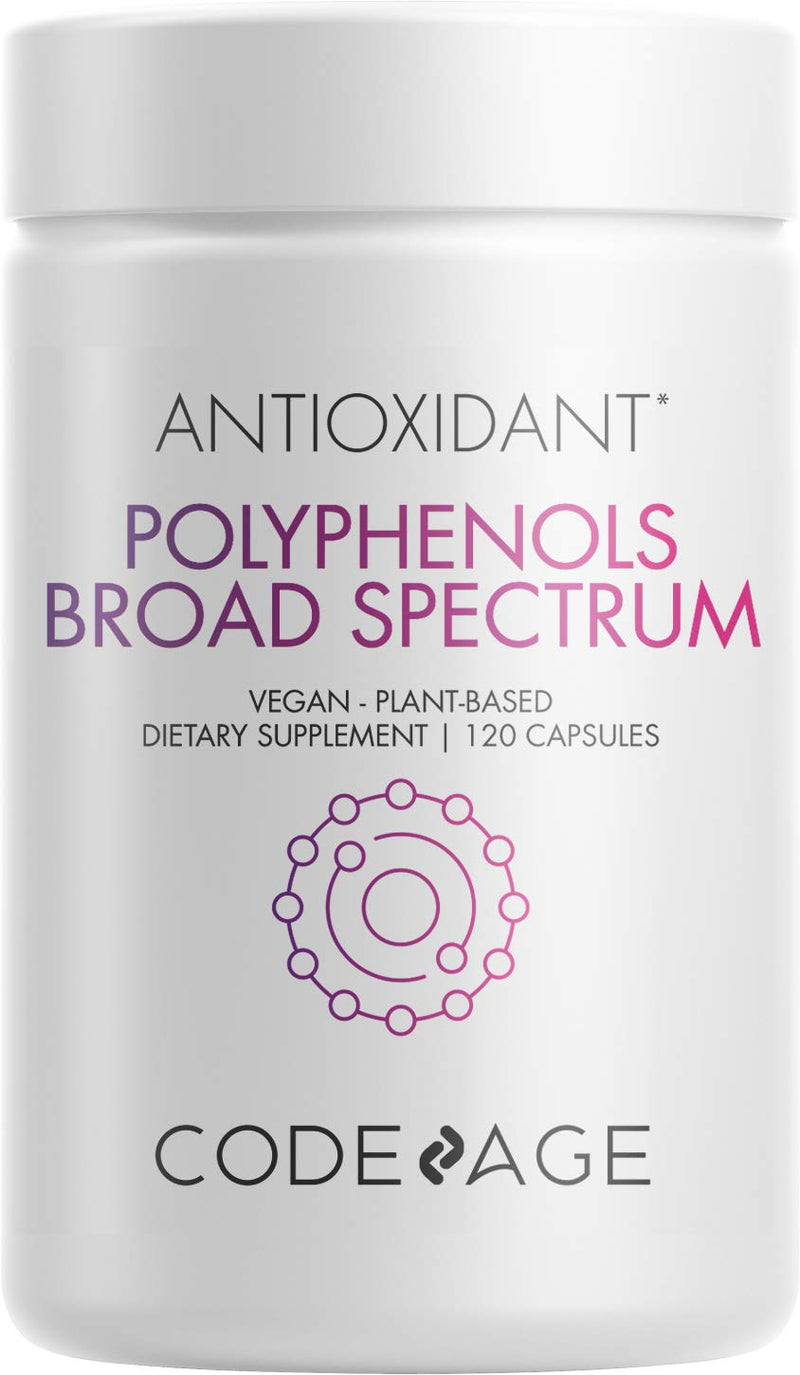 Codeage Polyphenols Supplement - Organic Green Tea Pills, Quercetin, Pomegranate, Turmeric - Resveratrol & Plant Polyphenols Foods - Polyphenol Nutrients - Vegan, Non-GMO - 120 Capsules - NewNest Australia