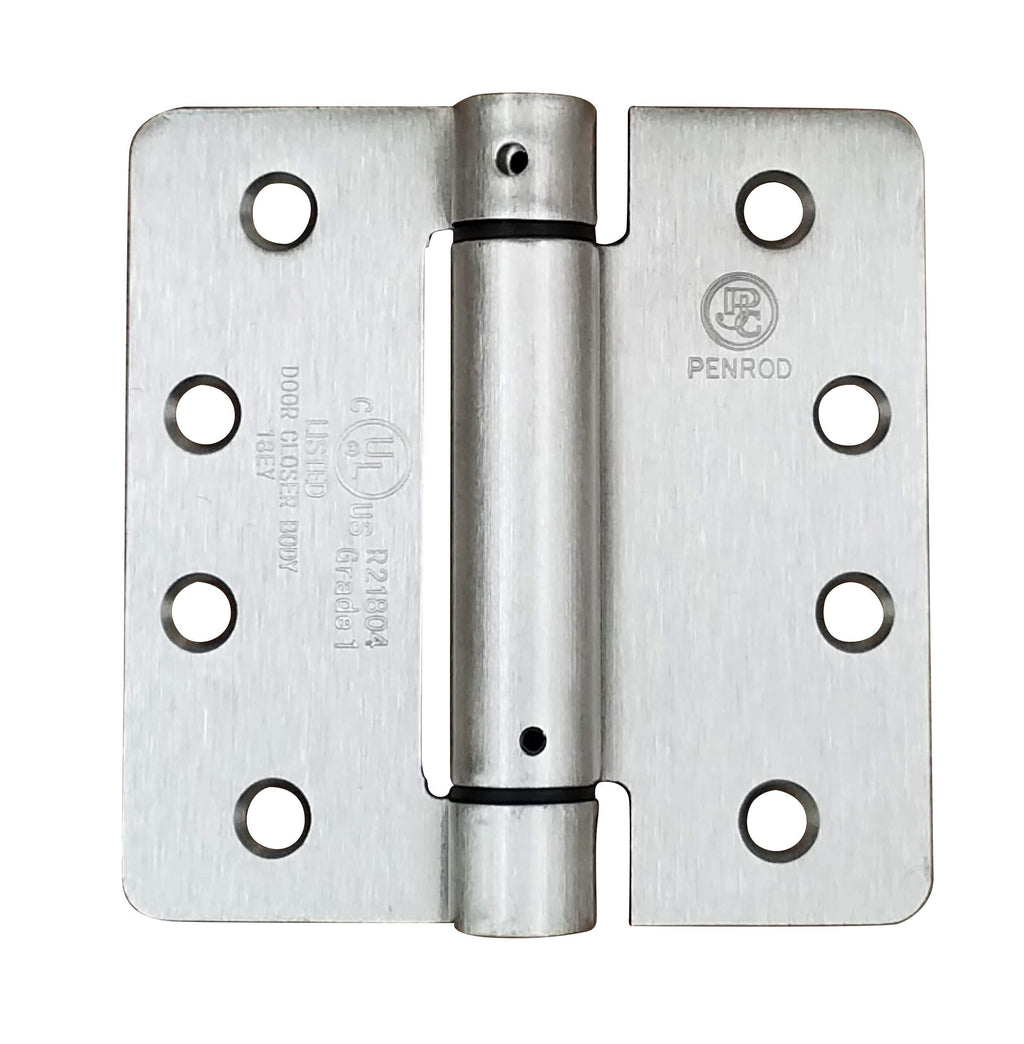 Spring Hinge 4 Inch with 1/4 Inch Radius Self-Closing, Satin Nickel, Timely Template Arch Hole Pattern, 2 Pack - NewNest Australia