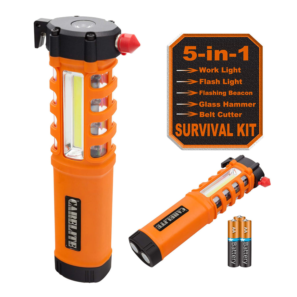 Multi-Function LED Work Light, Essential 5-in-1 Car Escape Tool, Life Saving Survival Kit: Seatbelt Cutter, Hammer Breaker, Worklight, Flashlight, Flash Beacon, Magnetic Base (Batteries Included) - NewNest Australia