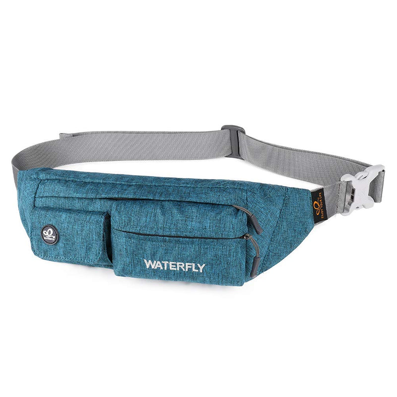 WATERFLY Fanny Pack for Women Men Water Resistant Small Waist Pouch Slim Belt Bag with 4 Pockets for Running Travelling Hiking Walking Lightweight Crossbody Chest Bag Fit All Phones Teal blue - NewNest Australia