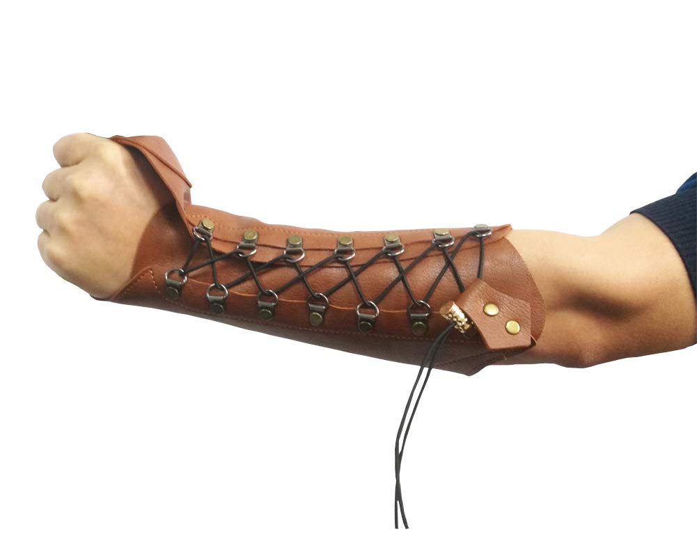 Handmade Leather Arm Guards Bow Hand Shooting Glove Adjustable for Hunting Shooting Target Practice Bow Brown - NewNest Australia