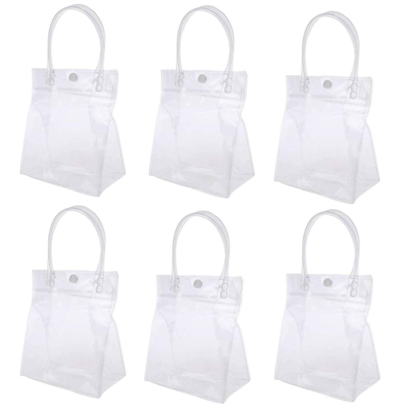 RAYNAG 6 Pack Transparent PVC Gift Wrap Bag with Handles, Reusable Merchandise Retail Shopping Bags, S Small (Pack of 6) - NewNest Australia