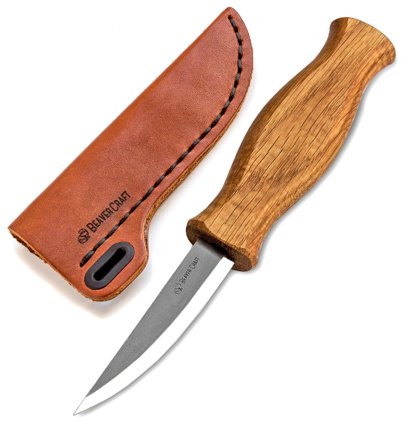 BeaverCraft Sloyd Knife C4s 3.14" Wood Carving Sloyd Knife with Leather Sheath for Whittling and Roughing for Beginners and Profi Durable High Carbon Steel - Spoon Carving Tools Thin Wood Working - NewNest Australia