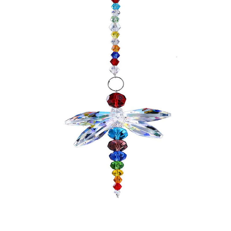 NewNest Australia - YU FENG Hanging Dragonfly Pendant Chandelier Crystal Ball Prisms Rainbow Beads Chakra Suncatcher Home Windows Decor 