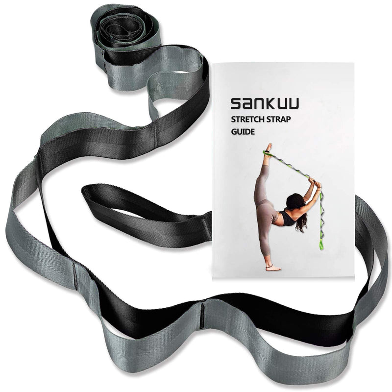 SANKUU Yoga Strap, Multi-Loop Strap, 12 Loops Yoga Stretch Strap, Nonelastic Stretch Strap for Physical Therapy, Pilates, Dance and Gymnastics with Carry Bag Black - NewNest Australia