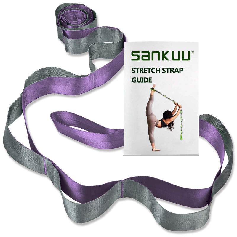 SANKUU Yoga Strap, Multi-Loop Strap, 12 Loops Yoga Stretch Strap, Nonelastic Stretch Strap for Physical Therapy, Pilates, Dance and Gymnastics with Carry Bag Purple - NewNest Australia