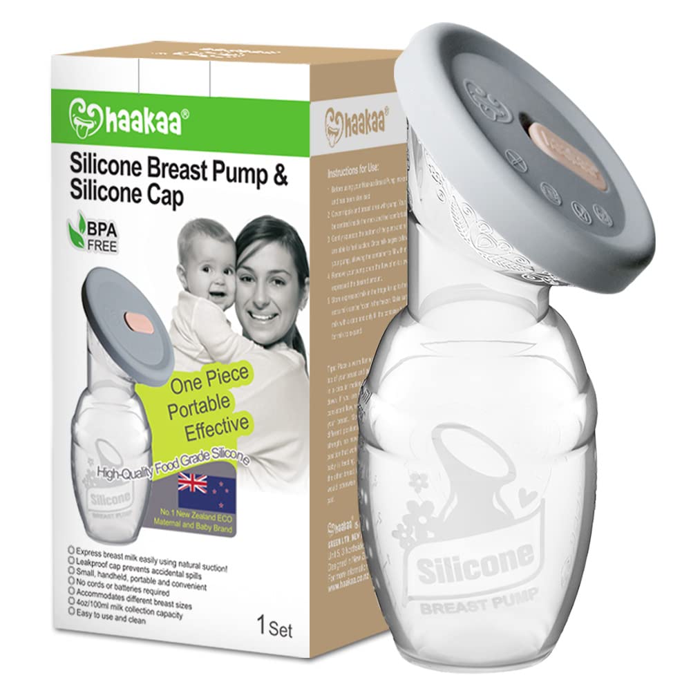 Haakaa Manual Breast Pump Breastfeeding Pump 4oz/100ml+Lid Food Grade Silicone 1 PC - NewNest Australia