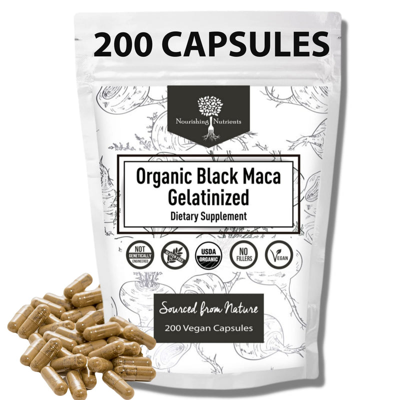 Organic Gelatinized Black Maca – 3X Stronger 200 Maca Root Capsules for Men and Black Maca Root for Women – Natural Energy Supplement for Focus - Stamina and Endurance Supplements 200 Count (Pack of 1) - NewNest Australia