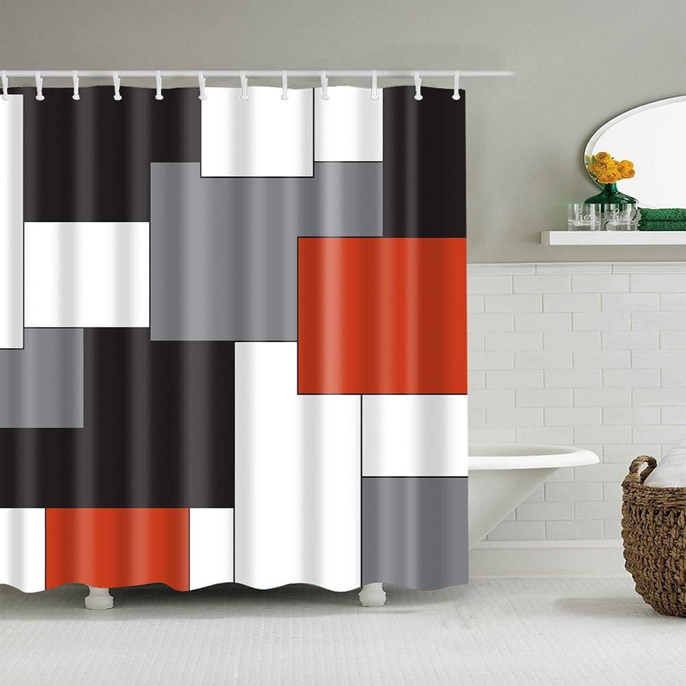 Boyouth Black,Grey,Red,White Geometry Pattern Digital Print Shower Curtain for Bathroom Decor,Polyester Waterproof Fabric Bath Curtain with 12 Hooks,70x70 Inches,Multicolor 70"Wx70"H - NewNest Australia