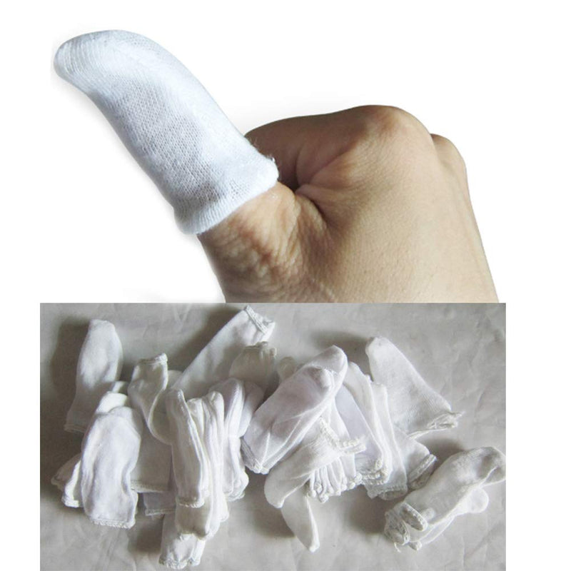 200 Pcs Cotton Finger Cots Small Finger Guards Hand Thumb Fingertips Sleeves Protector by EORTA, Comfortable, Breathable, Absorb Sweat, Reusable, Protect The Wound from Infection, White, Very Small - NewNest Australia