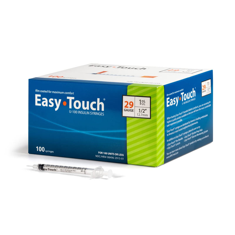 EasyTouch U-100 Insulin Syringe with Needle, 29G 1cc 1/2-Inch (12.7mm), Box of 100 - NewNest Australia