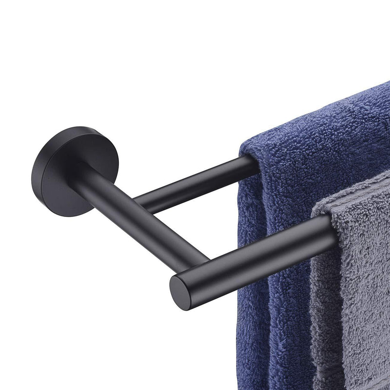 Hoooh Double Bath Towel Bar, 24-Inch Matte Black Stainless Steel Hand Towel Rack for Bathroom, A102L60-BK - NewNest Australia