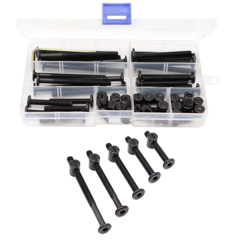 binifiMux 50pcs Black Hex Socket Cap Bolts Barrel Nuts Assortment Kit for Crib Baby Bed Cots Furniture, M6 x 40mm/ 50mm/ 60mm/ 70mm/ 80mm M6 X 40/50/60/70/80mm 50pcs - NewNest Australia