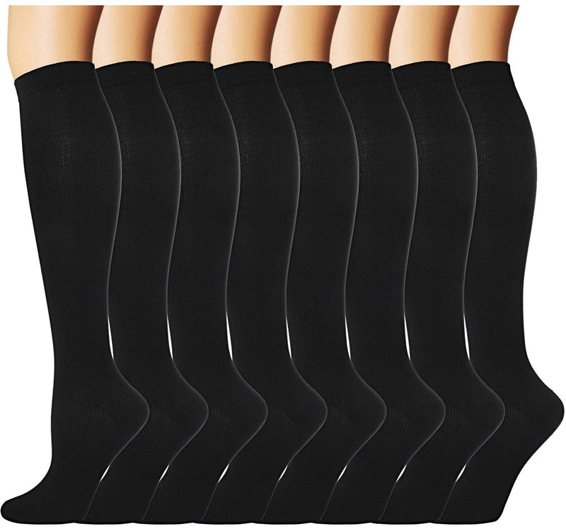 8 Pairs Compression Socks Men Women 20-30 mmHg Knee High Medical Compression Stockings for Nurses Pregnancy Flight Sports Black Small-Medium - NewNest Australia
