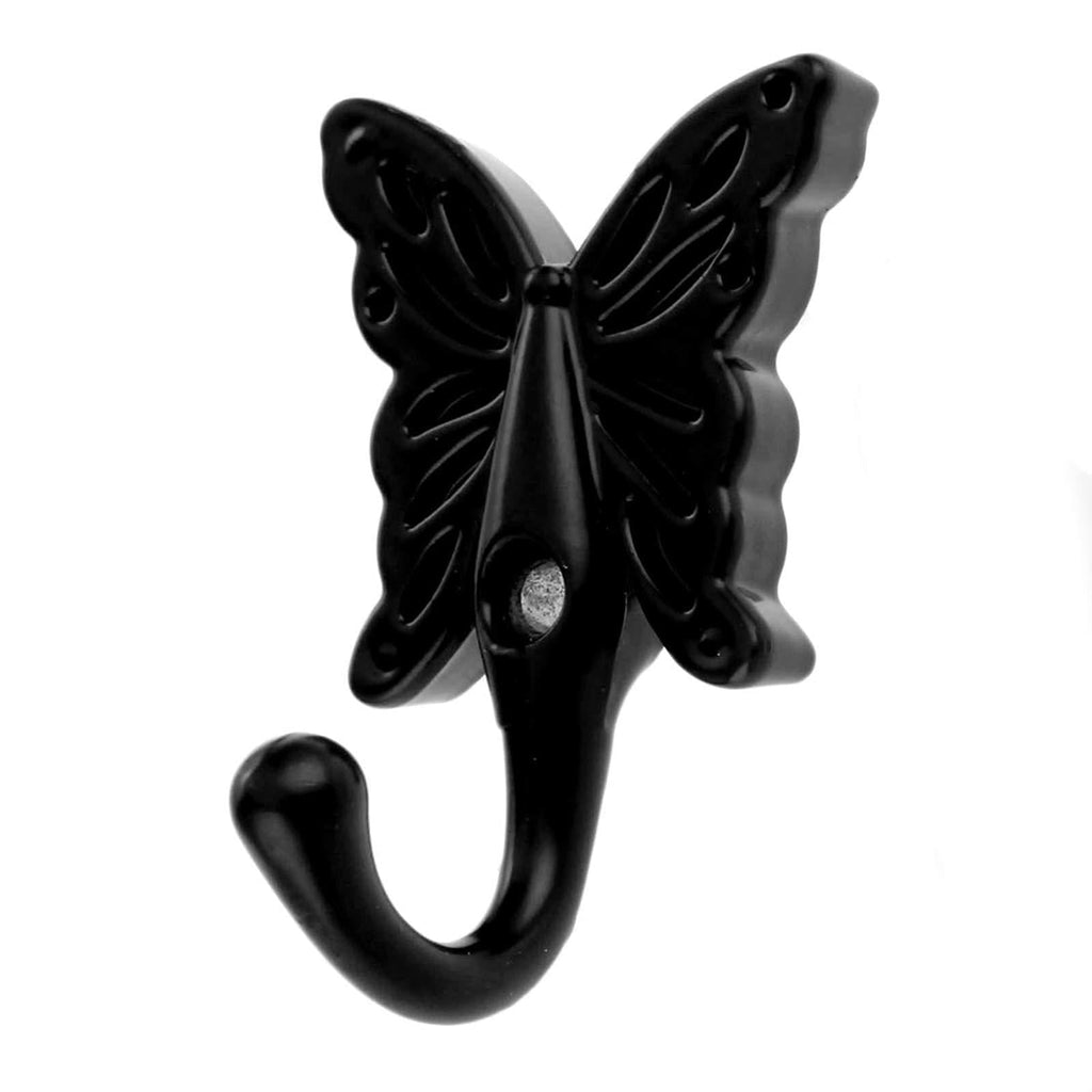 NewNest Australia - 4 PCS Wall Mounted Hanger Hooks Vintage Door Hangers for Clothes Towel Coat Hat Butterfly Patterned Black (Length:2-1/4", Width: 1-3/8") 