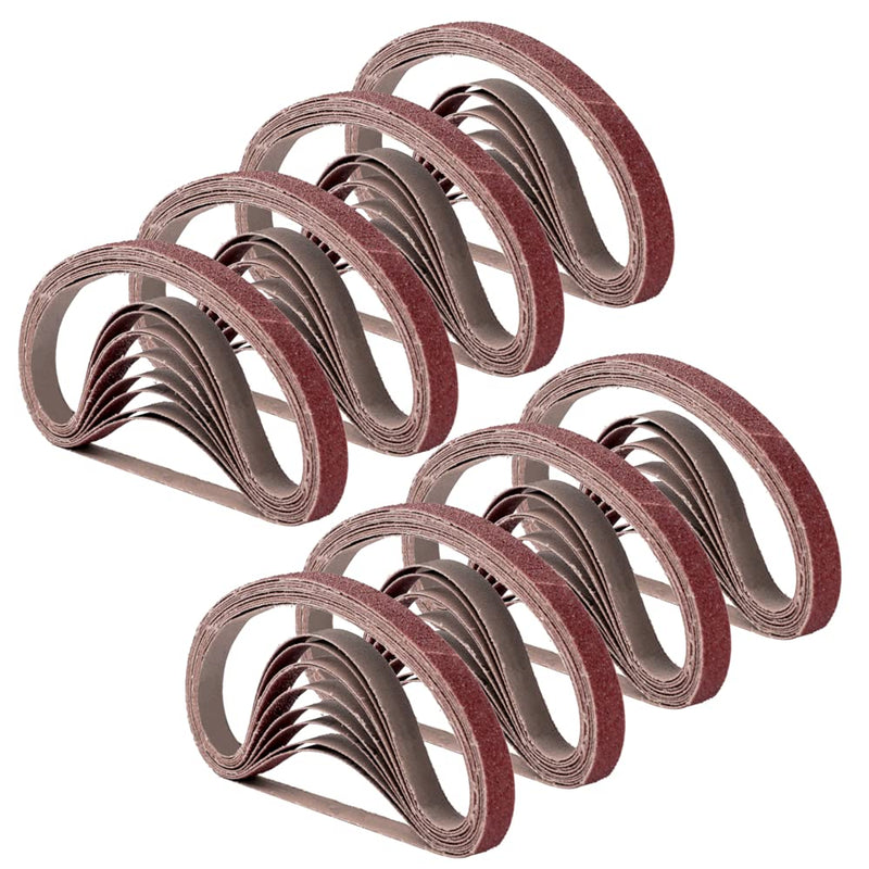 1/2 Inch x 18 Inch Sanding Belts, 8 Each of 60/80/120/180/240 Grits, Belt Sander Tool for Woodworking, Metal Polishing, 40 Pack Aluminum Oxide Sanding Belt - NewNest Australia