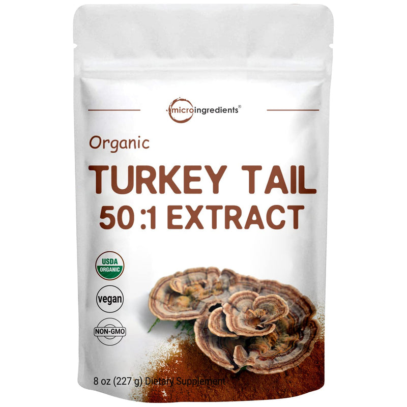 Sustainably US Grown, Organic Turkey Tail Mushroom Powder (50:1 Extract), 8 Ounce, Freeze Dried with Active Polysaccharides, Pure Turkey Tail Supplement, Supports Immune Response & Cellular Level 8 Ounce (Pack of 1) - NewNest Australia