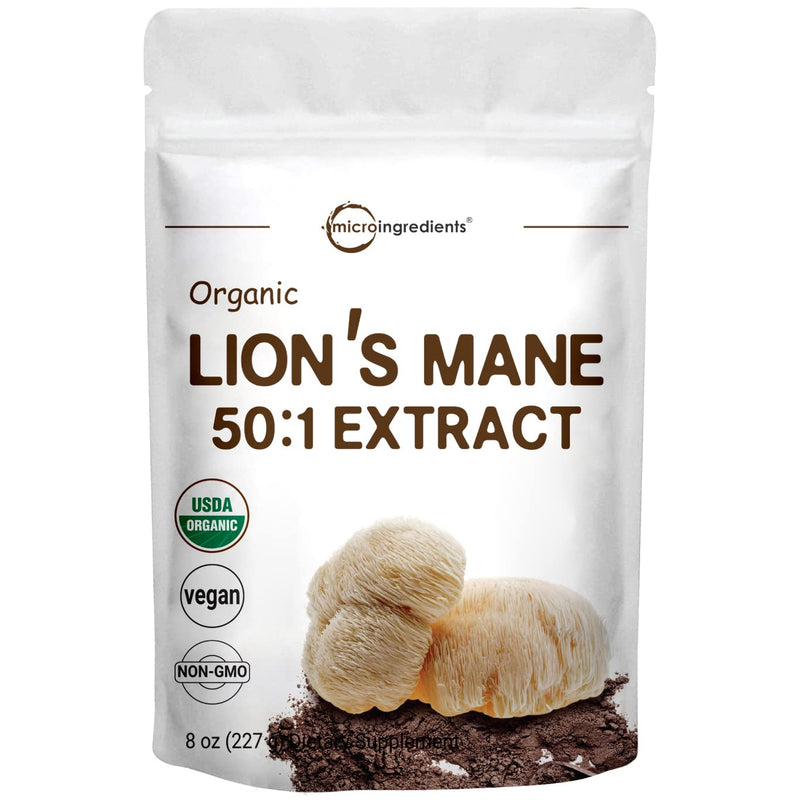 Sustainably US Grown, Organic Lions Mane Mushroom Supplement, Fruit Body and Mycelium, 8 Ounce (227 Serving), Freeze Dried, Supports Mental Clarity, Focus, Memory and Nervous System, Vegan Friendly 8 Ounce (Pack of 1) - NewNest Australia