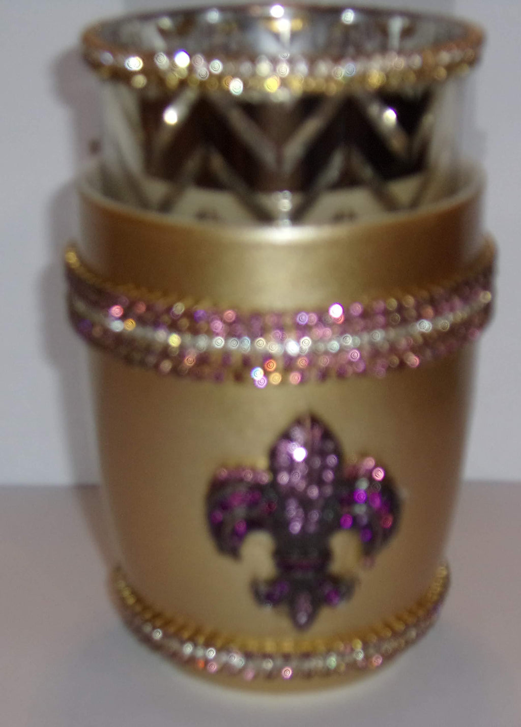 NewNest Australia - Chopper Jack LLC Fleur De Lis Purple Gold Tea Candle Holder 