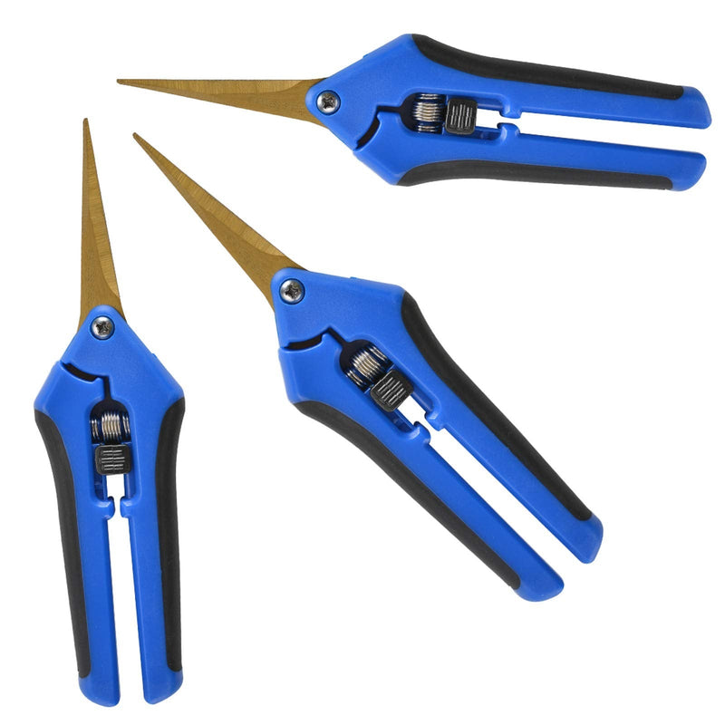 GROWNEER 3 Packs Pruning Shears with Curved Blades Gardening Hand Pruning Snips Titanium Coated Precision Blades Blue - NewNest Australia