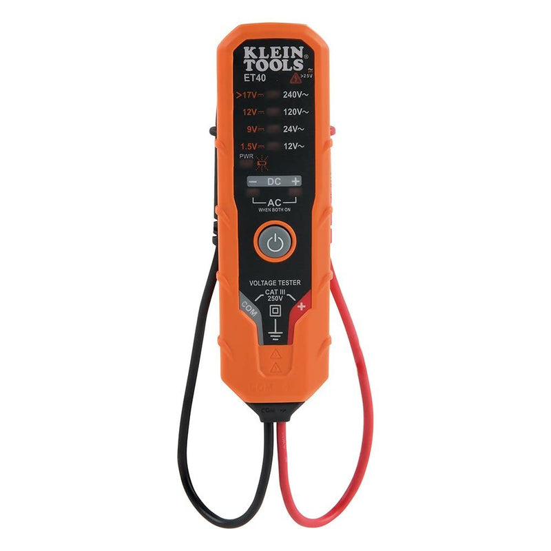 Klein Tools ET40 Voltage Tester, AC Voltage, DC Voltage, and DC Polarity, Low Voltage Tester Includes Batteries 12/240 V - NewNest Australia