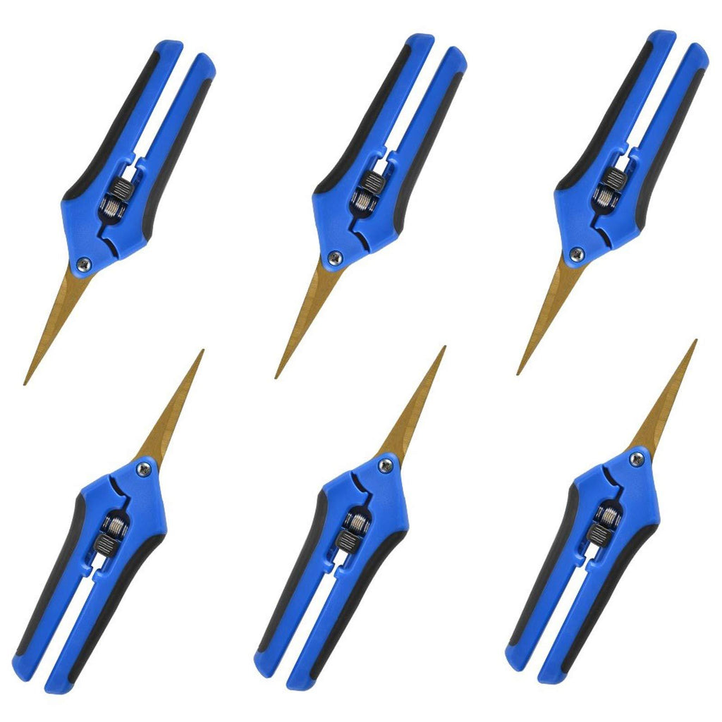 GROWNEER 6 Packs Pruning Shears with Curved Blades Gardening Hand Pruning Snips Titanium Coated Precision Blades Blue - NewNest Australia