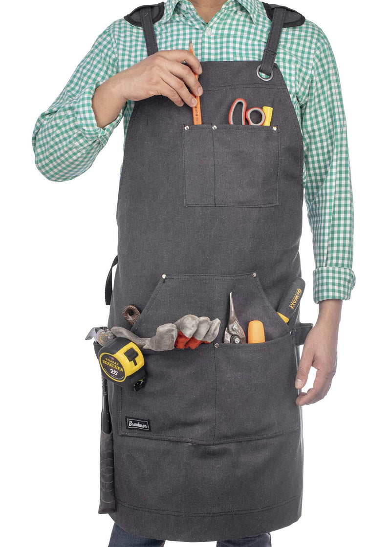 Heavy Duty Waxed Canvas Carpenters Work Apron w/Pockets, Cross-Back Straps 1 Size Fits All - NewNest Australia