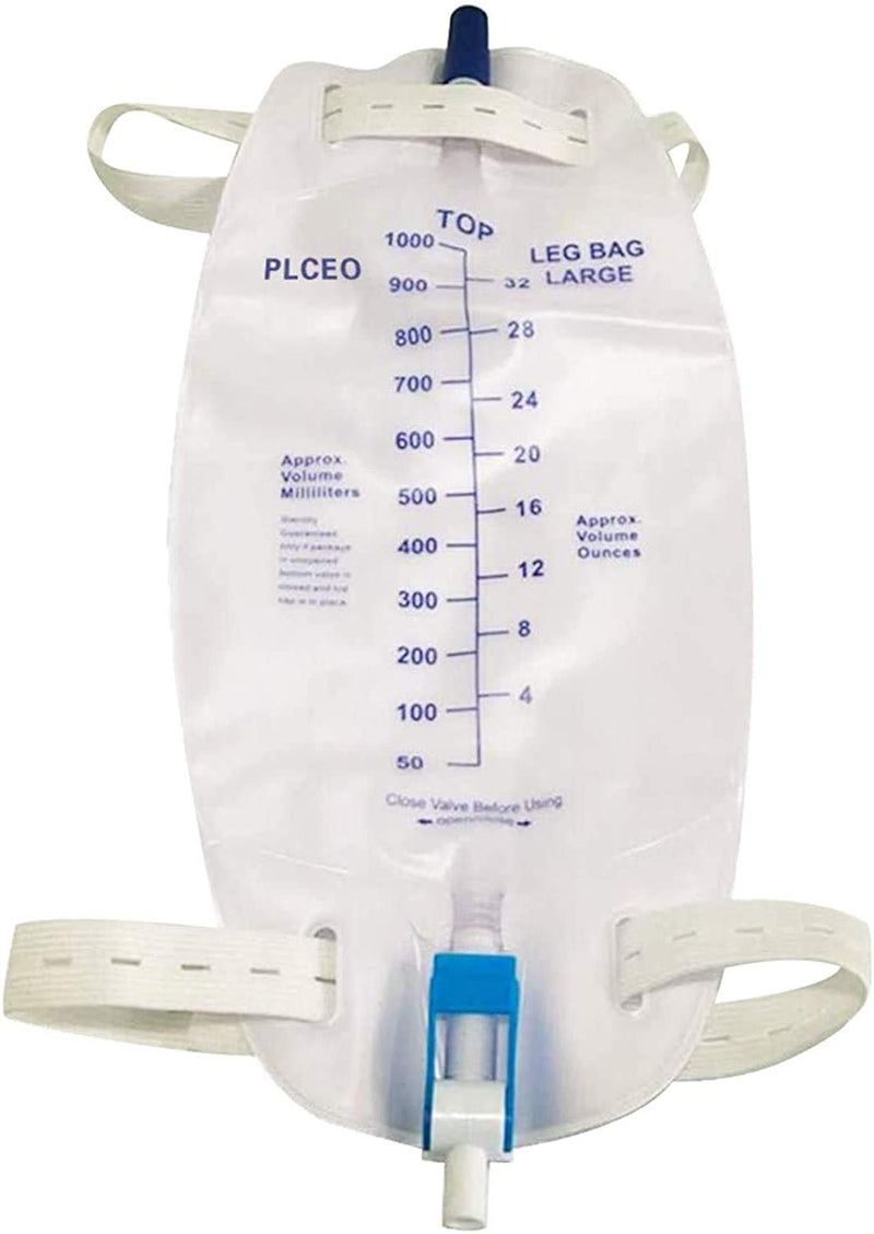 Easy-Tap Leg Bag Urinary Drainage Bag, 1000ml, Anti-Reflux Valve, Cloth Straps, Easy Flip Drain (Pack of 3) Col1 - NewNest Australia