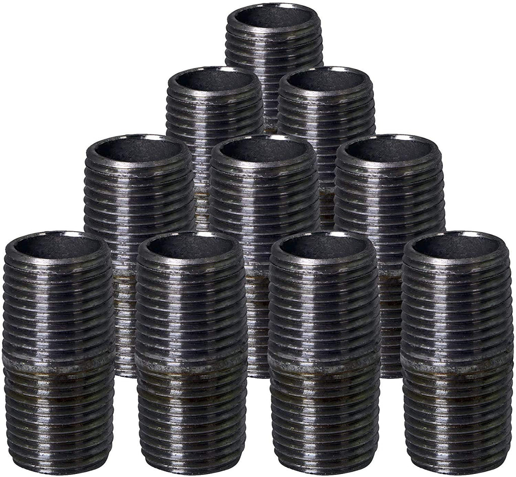 Supply Giant 3/4 Inch Black Pipe Nipple, Three Quarter Inch Malleable Steel Pipes Nipples Fitting Closed, Build DIY Vintage Furniture, 3/4" x 1" (Pack Of 10) - OQCM3400-10 Pack of 10 - NewNest Australia