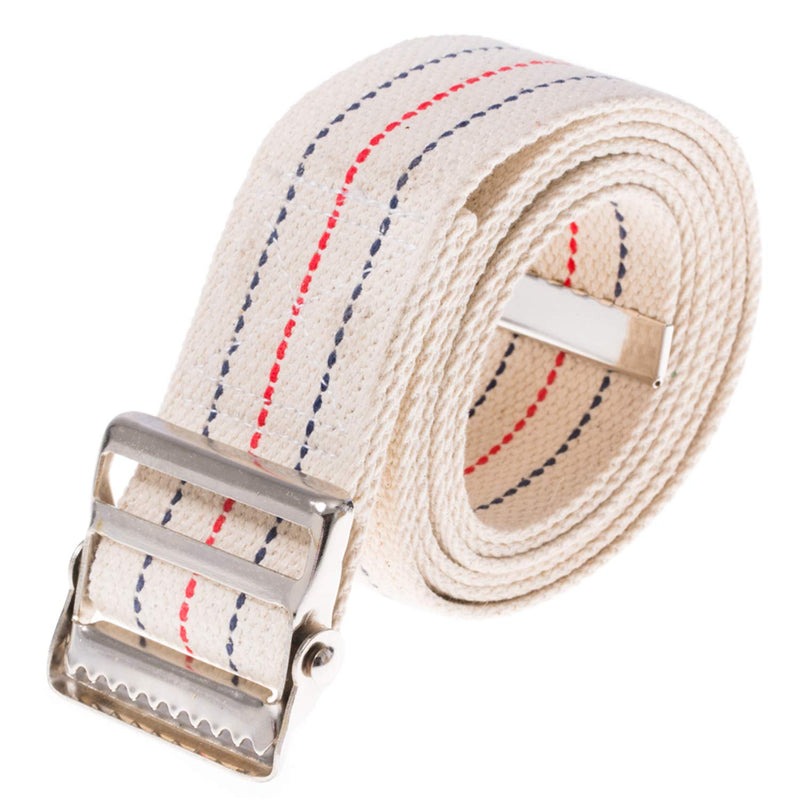 COW&COW Transfer and Gait Belt 60inch - Transfer Walking and Standing Assist Aid for Caregiver Nurse Therapist 2 inches- with Metal Buckle(Beige) Beige With Stripes 60 Inch (Pack of 1) - NewNest Australia