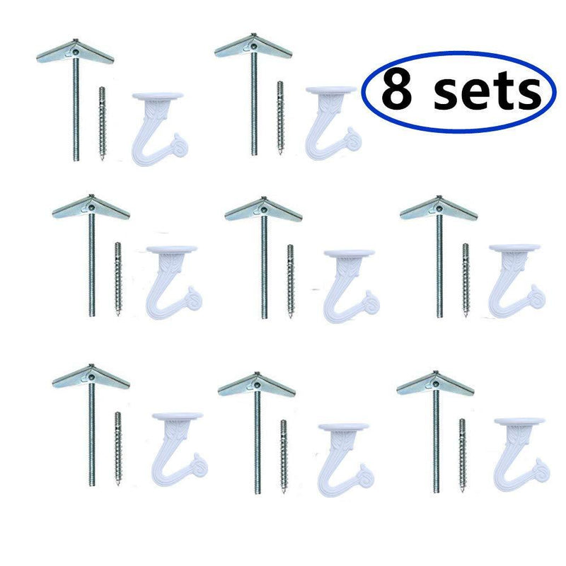 NewNest Australia - 8 Sets Ceiling Hooks for Hanging Plants, White Heavy Duty Swag Hook with Hardware 