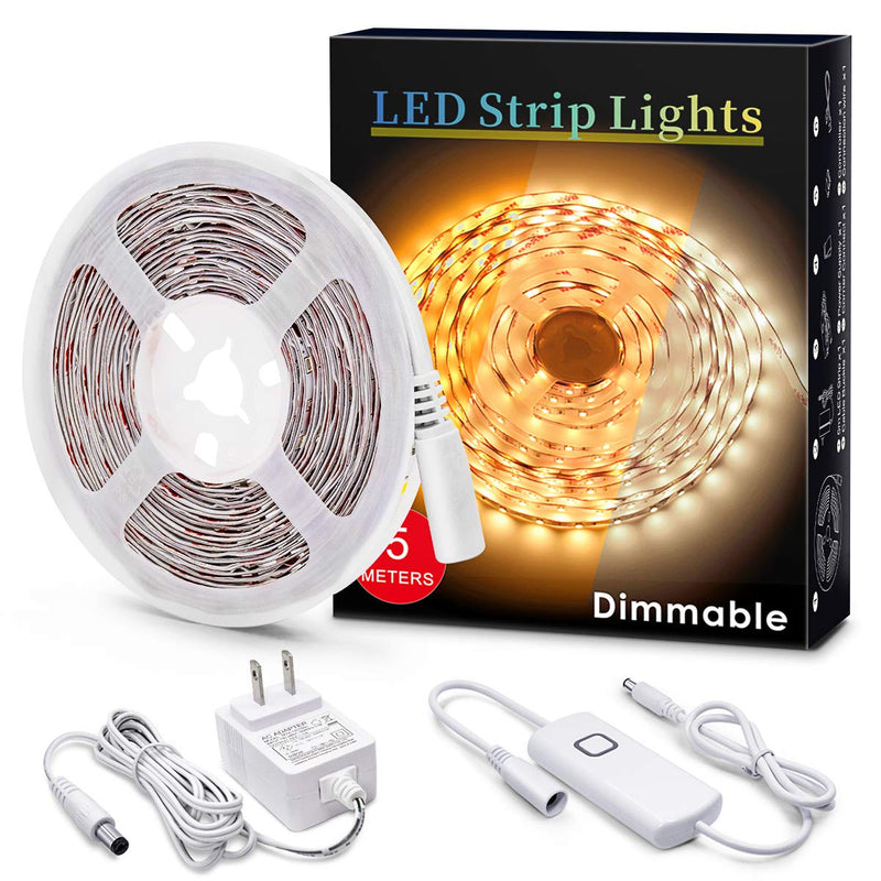 MYPLUS Under Cabinet Led Lighting, 16.4ft LED Strip Lights Kit with Dimmer Control for Kitchen, Cabinet, Shelf, Counter, Bedroom and Décor, Warm White 3000K, 1050LM Warm White/3000k 16.4FT/5M - NewNest Australia