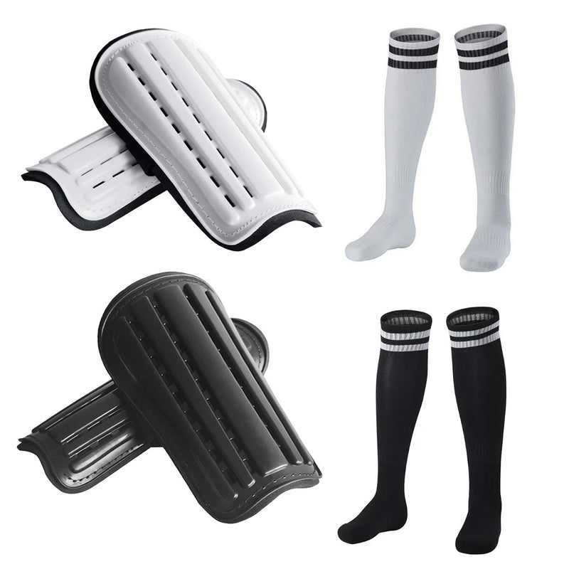 2 Pairs Soccer Shin Guards & 2 Pairs Soccer Socks for Adults and Teenagers, Protective Gear Soccer Equipment for Kids, Boys, Girls Large - NewNest Australia