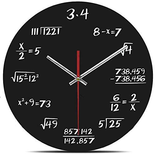 NewNest Australia - AKAHA Math Wall Clock 12-Inch - Unique Art Design - Mathematical Equations Wall Clock for Classroom, Home, Office(3.4) Function-3 