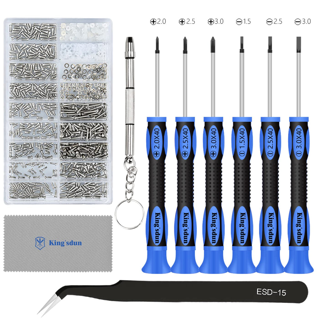 Kingsdun Eyeglass Repair Kit, Professional Glasses Precision Screwdriver Tools Set with 1200PCS Eyeglass Screws and Curved Tweezer for Eyeglass, Sunglass, Spectacles & Watch Clock Repair - NewNest Australia