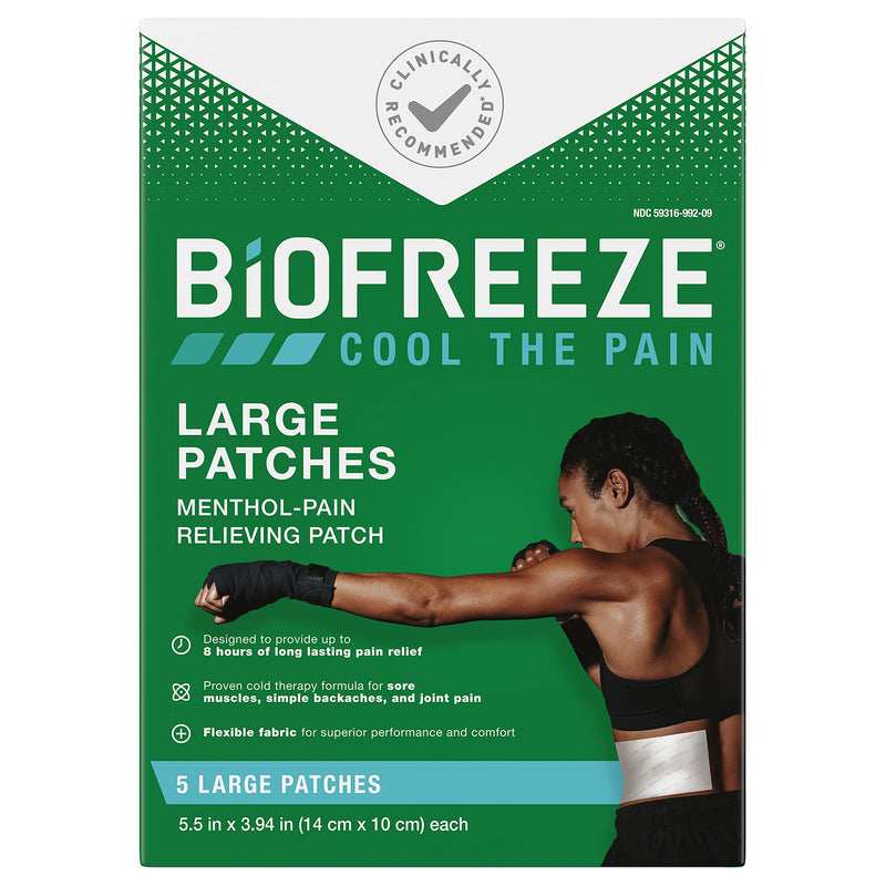 Biofreeze Menthol Pain Relieving Patches (5 Patches Per Box) Up To 8 Hours Of Pain Relief From Sore Muscles, Arthritis, Backaches, Spains, Bruises, Strains And Joint Pain (Package May Vary) - NewNest Australia