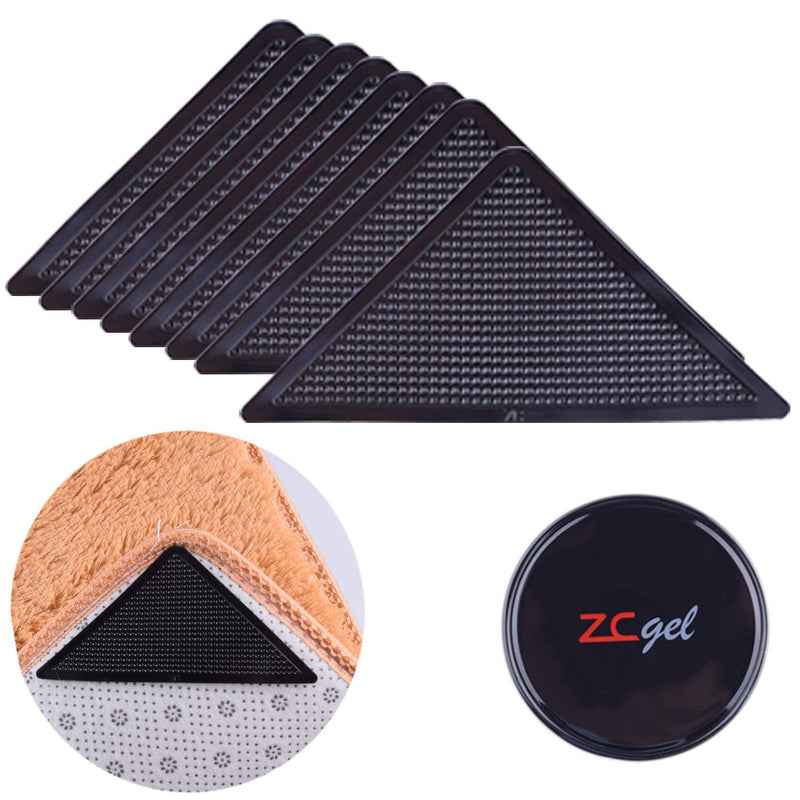 ZC GEL Rug Grippers for Hardwood Floors (8 pcs), Anti Slip Rug Grippers with Non Curling Washable and Reusable Non-Trace Removable Eco-Friendly Carpet Gripper for Tile Floors,Carpets,Floor Mats,Black - NewNest Australia