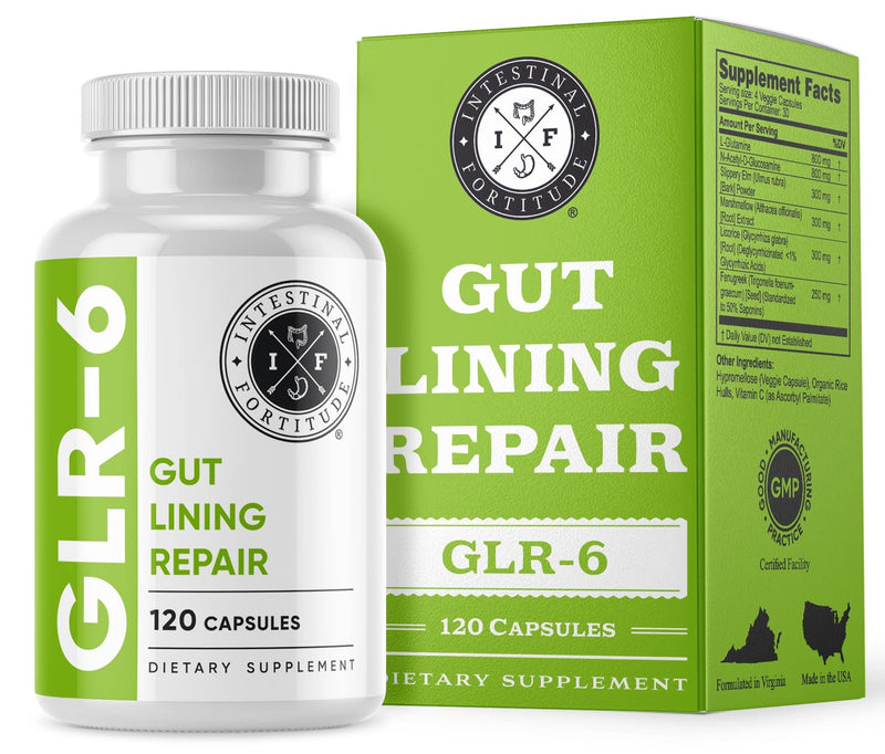 Intestinal Fortitude GLR-6 - Leaky Gut Repair Supplement - Gut Health - IBD - IBS - GERD - Marshmallow Root - Slippery Elm - L Glutamine - DGL Licorice Root - Fenugreek - N Acetyl D Glucosamine - NewNest Australia