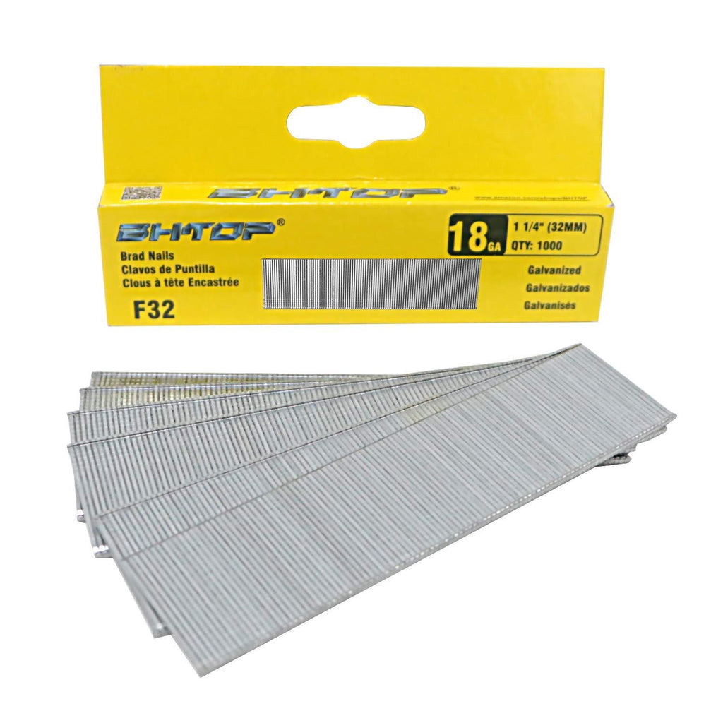 BHTOP F32 1 1/4" 18 Guage Galvanized brad Nails (1000-Pack) - NewNest Australia