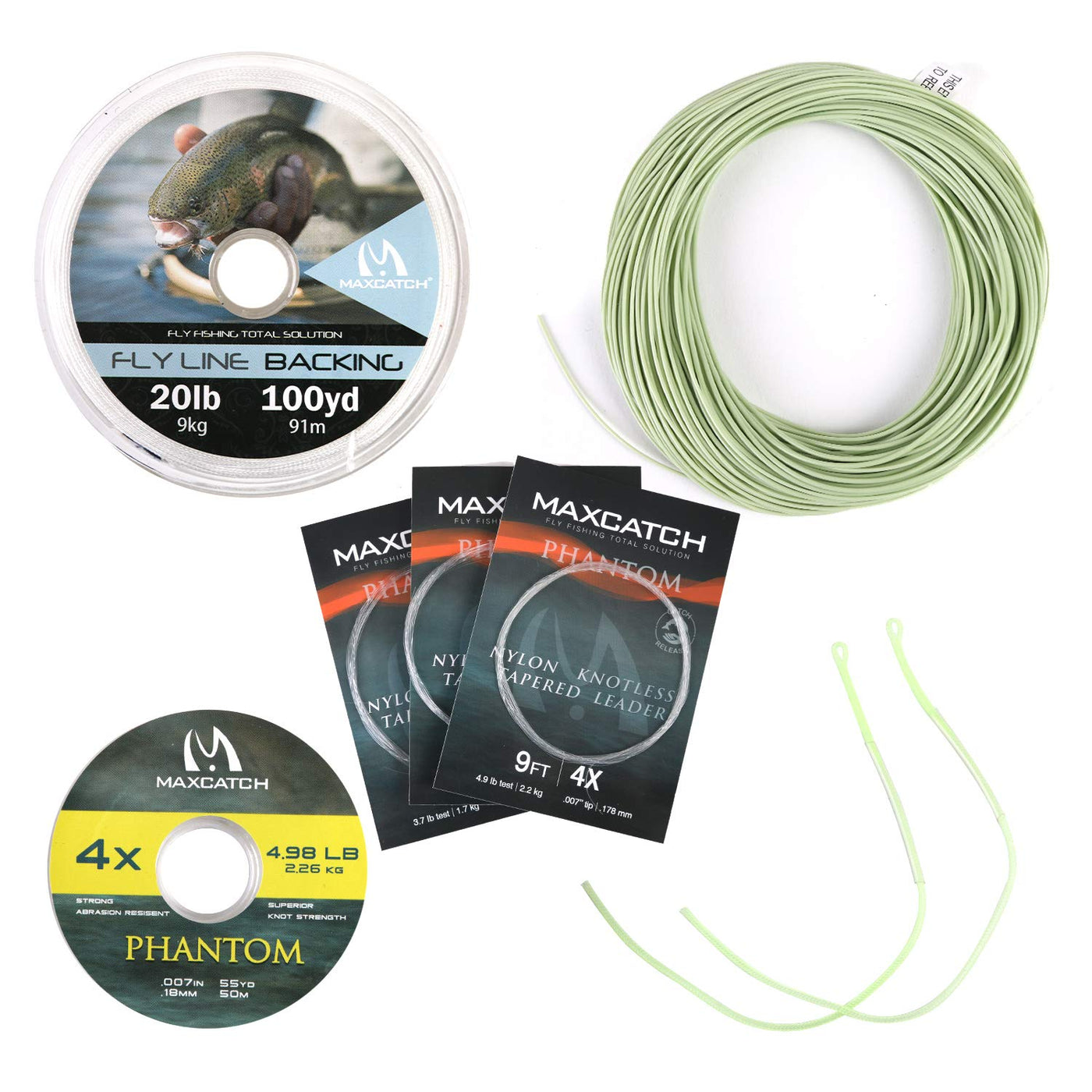 M MAXIMUMCATCH Maxcatch Best Price Fly Fishing Line (Weight Forward,  Floating) and Fly Line Combo with Backing Leader and Tippet  (1F/2F/3F/4F/5F/6F/7F/8F/9F/10F) Line Combo Moss Green WF5F 100FT