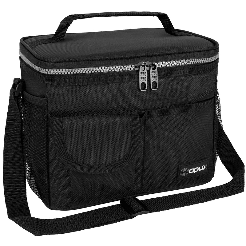 OPUX Insulated Lunch Box for Men Women, Leakproof Thermal Lunch Bag Cooler Work Office School, Soft Reusable Lunch Tote with Shoulder Strap, Adult Kid Lunch Pail Kit, 14 Cans, Black Medium - 8L - NewNest Australia