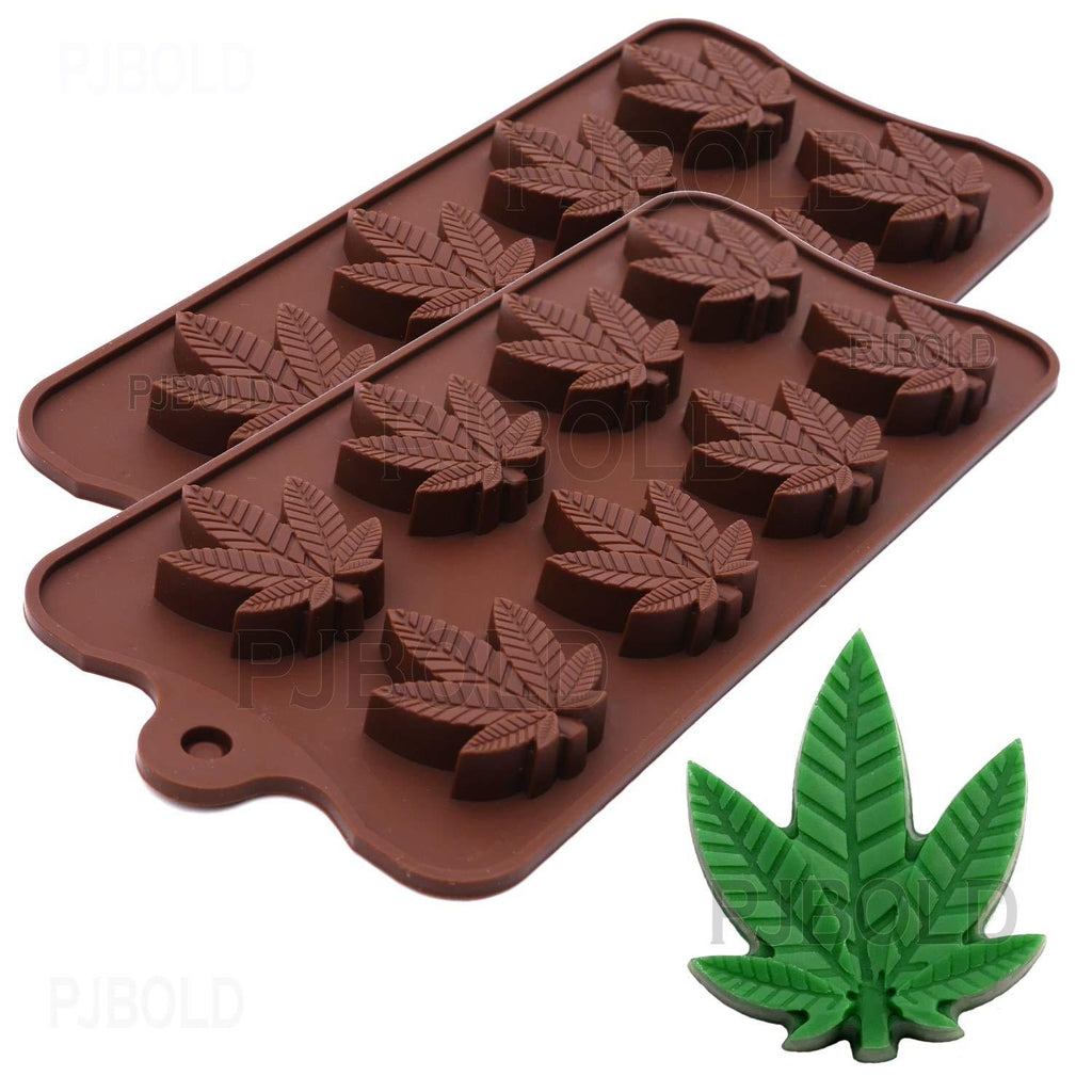 NewNest Australia - Marijuana Cannabis Weed Hemp Leaf Silicone Molds for Pot Candy Mold Chocolate Gummy Gummies, 2 Pack Brown 