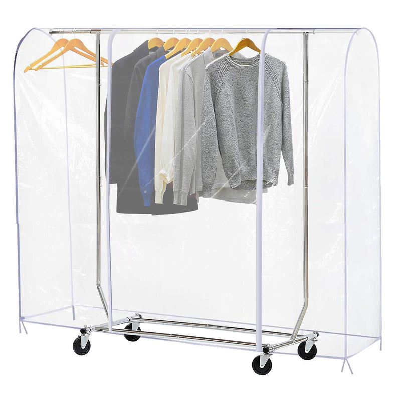 NewNest Australia - Ruibo Clear Garment Rack Cover Dustproof Clothes Rack Cover with 2 Durable Zipper/Clothing Waterproof Protector (L:71x20x60 inch) L/71x20x60 inch 