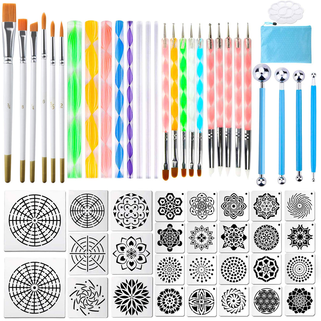 58PCS Mandala Dotting Tools Set with a Blue Zipper Waterproof Storage Bag for Painting Rocks - NewNest Australia