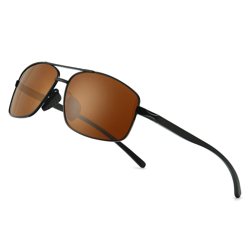 SUNGAIT Ultra Lightweight Rectangular Polarized Sunglasses UV400 Protection Black Frame Brown Lens - NewNest Australia
