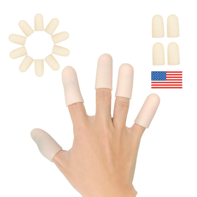 Gel Finger Cots, Finger Protector Support(14 PCS) New Material Finger Sleeves Great for Trigger Finger, Hand Eczema, Finger Cracking, Finger Arthritis and More. (Beige, Short) Beige - NewNest Australia