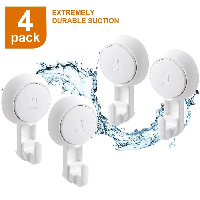 NewNest Australia - Marchpower Suction Cups Shower Hooks Reusable SuperLock Utility Hooks(4 Pack) Heavy Duty Vacuum Suction Home Kitchen Bathroom Wall Hooks Hanger for Towel Loofah Cloth Key & Ceiling Hanger 4 Pack 